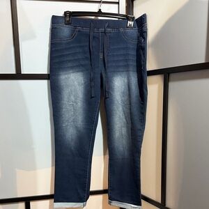 No Boundaries Dark Blue Relaxed Stretch Ladies Ankle Jeans